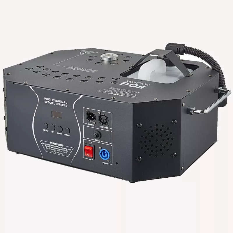 05 3000W Upward Instant Stop Fog Machine 24×3W RGB LED DMX512 Remote 8-12m Height Vertical Horizontal Spray Club Stage Device Smoke Machine 3L for Nightclub Concert Performance Stage Effect Equipment