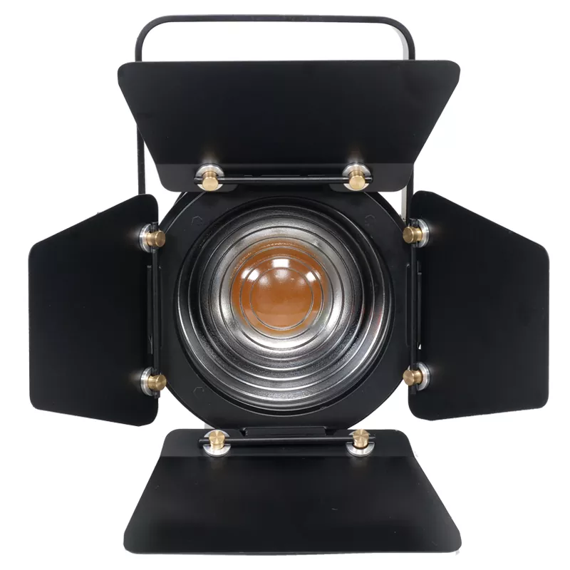 06 100W Mini LED Fresnel Spot Light Single CW WW 2IN1 RGBW 4IN1 Import COB Ra≥90 15-50Deg Manual Zoom Linear Dim DMX Master Slave Sound Auto Aluminum Black IP20 Stage Fill Lamp for Wedding Theatre Light Unit Indoor Studio Lighting Equipment Commercial Event Spotlight