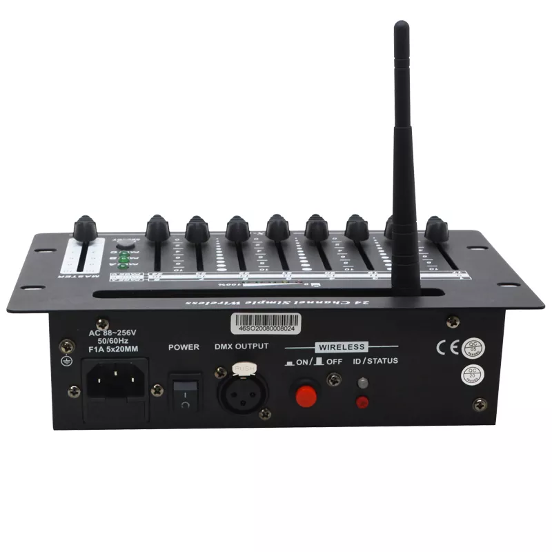 24CH DMX Controller Wired Wireless Dual Mode 2.4G 300M Range Rechargeable Battery AC88-256V Master Slider Page Switch Power Indicator Memory Function 3Pin DMX Portable 24 Channel Portable Lighting Console Lightweight Device Wireless 24CH DMX Desk for Bar Show Party Disco DJ Stage Controller