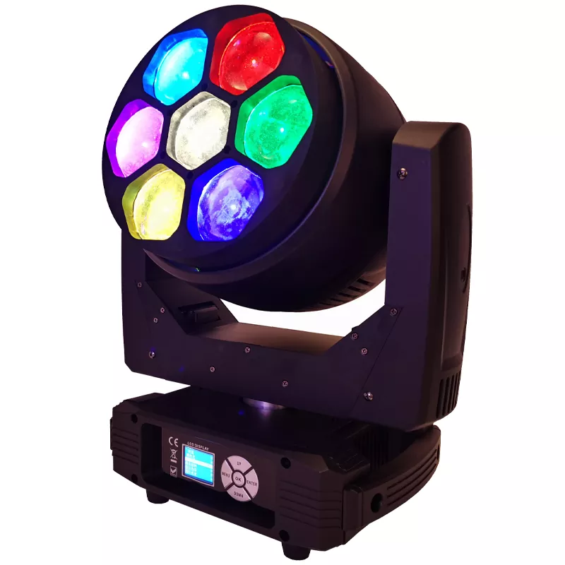 06 7*40W RGBW Bee Eye Moving Head 300W 50000H 6-50° Zoom 540° 270° Pan Tilt 51/23/35 DMX 3pin XLR IP20 LCD Stage Lighting Fixture Professional Performance Lamp Indoor Stage Device Rich Light Effects Entertainment Stage Equipment