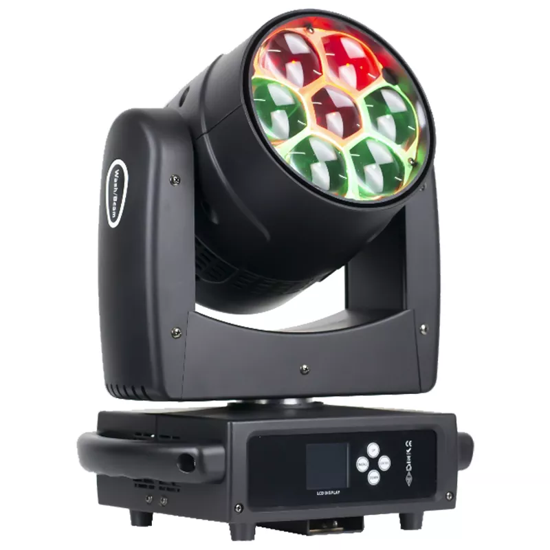 06 7*40W Individual Control Bee Eye Zoom Wash Moving Head 300W DMX 5-30° LCD Stage Light Se parate RGBW Pixel Control 50000H Long Lifespan Multi Color Macro Dynamic Strobe Effect Indoor Truss Mount Performance Lamp for Club Disco Gala Live Broadcast Weeding Afterparty Launch Stage