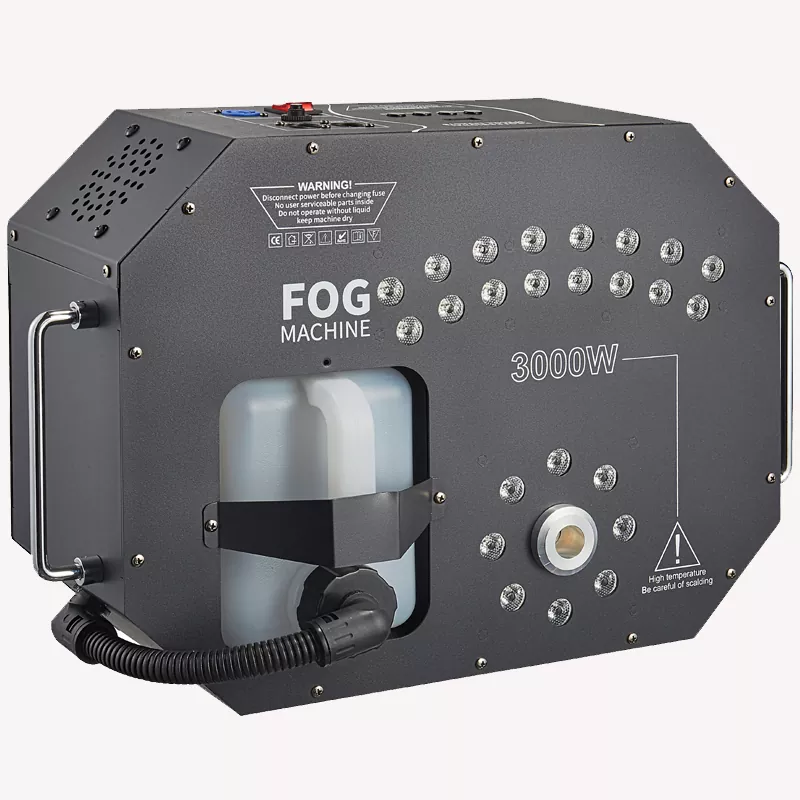06 3000W Upward Instant Stop Fog Machine 24×3W RGB LED DMX512 Remote 8-12m Height Vertical Horizontal Spray Club Stage Device Smoke Machine 3L for Nightclub Concert Performance Stage Effect Equipment