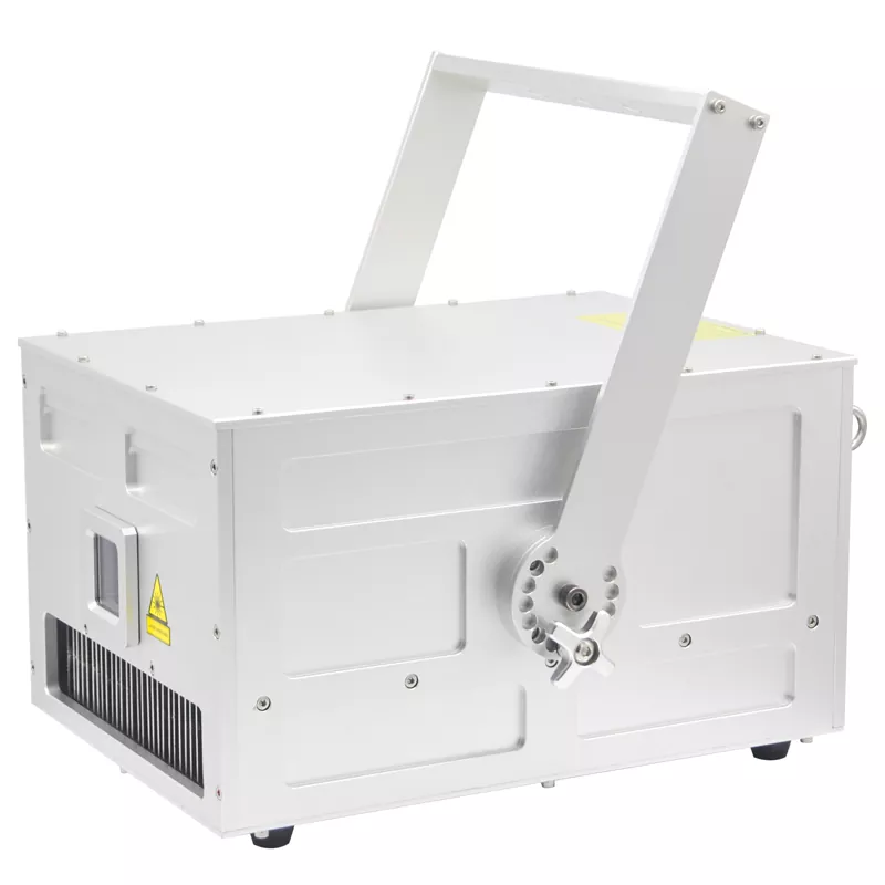 07 IP65 Outdoor RGB Laser Projector 10W/15W Dual-layer Structure Big Radiator 40KPPS 60° High-precision Scanner Analog Linear Dimming LCD Touch ILDA DMX FB4 Multi Safety System Wide Temp Stage Light Indoor Outdoor Fixture Small Beam for Landscape Stage Events