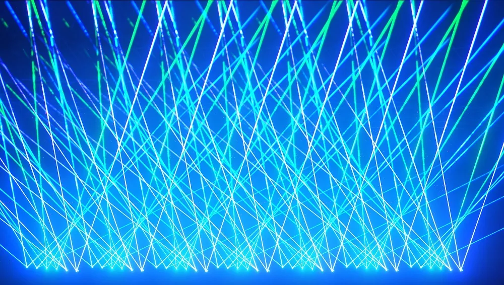 6-Heads RGB Animation Laser Light 6-Beam Array 20KPPS Scanner DMX512 12CH/60CH Control Analog Modulation IP61 Dustproof Class 4 Laser Stage Lighting Projector DMX/Sound/Auto/ILDA Modes PC Control Club Bar Party Show Lighting Equipment