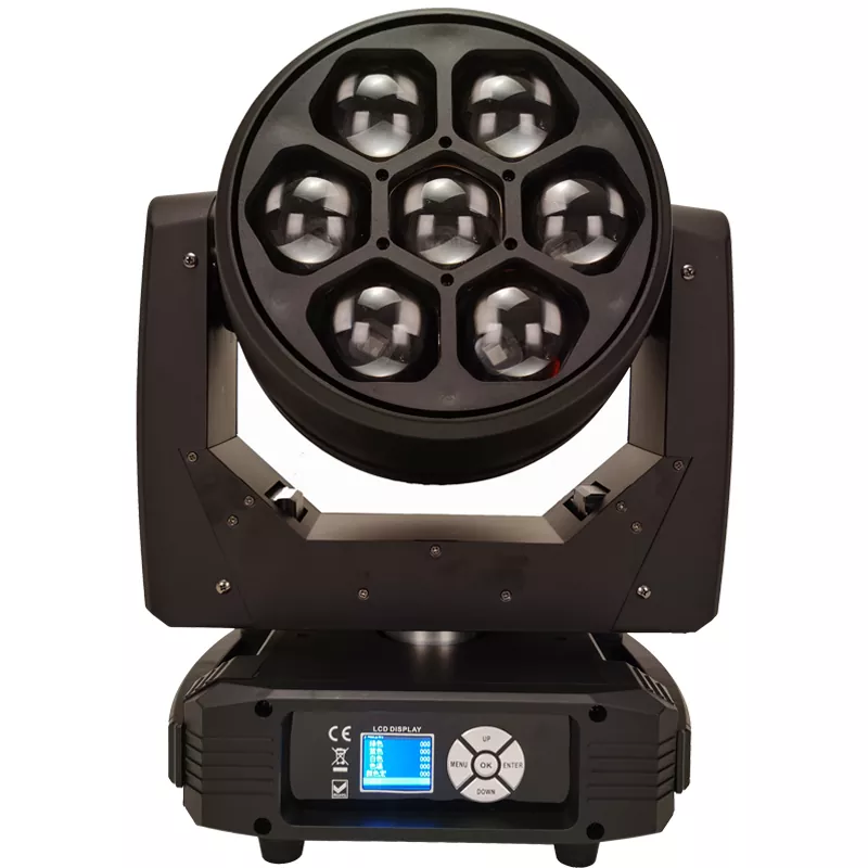 08 7*40W RGBW Bee Eye Moving Head 300W 50000H 6-50° Zoom 540° 270° Pan Tilt 51/23/35 DMX 3pin XLR IP20 LCD Stage Lighting Fixture Professional Performance Lamp Indoor Stage Device Rich Light Effects Entertainment Stage Equipment