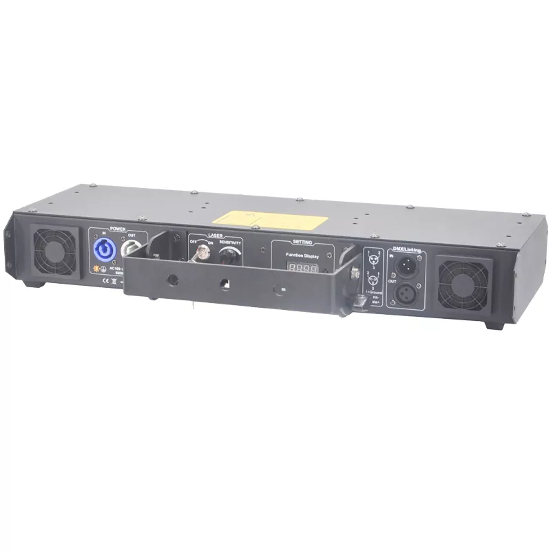 08 5-head RGB Laser Array 256-level Dimming 10cm Beam Spacing XY Adjust Dustproof 16CH DMX Sound Auto Manual Master-Slave Safety Interlock 90-250V Stage Lighting Five Parallel Beams Laser Light Professional Laser Bar Performance Equipment for Club Stage Parties Entertainment Venues Banquet Show Party