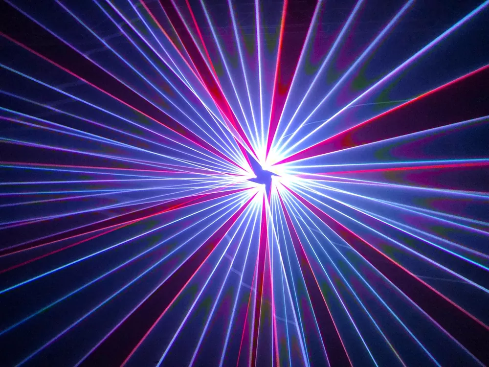 2*2 Four-head RGB Laser Array 100 Built-in Patterns 20KPPS ±20° Scanner IP61 Dustproof Analog Dimming LCD Multi DMX Channels Sound Auto Master-Slave Safety Lock 150W Stage Light Full Diode Animation Laser for Club Party Equipment Large Performance Lighting