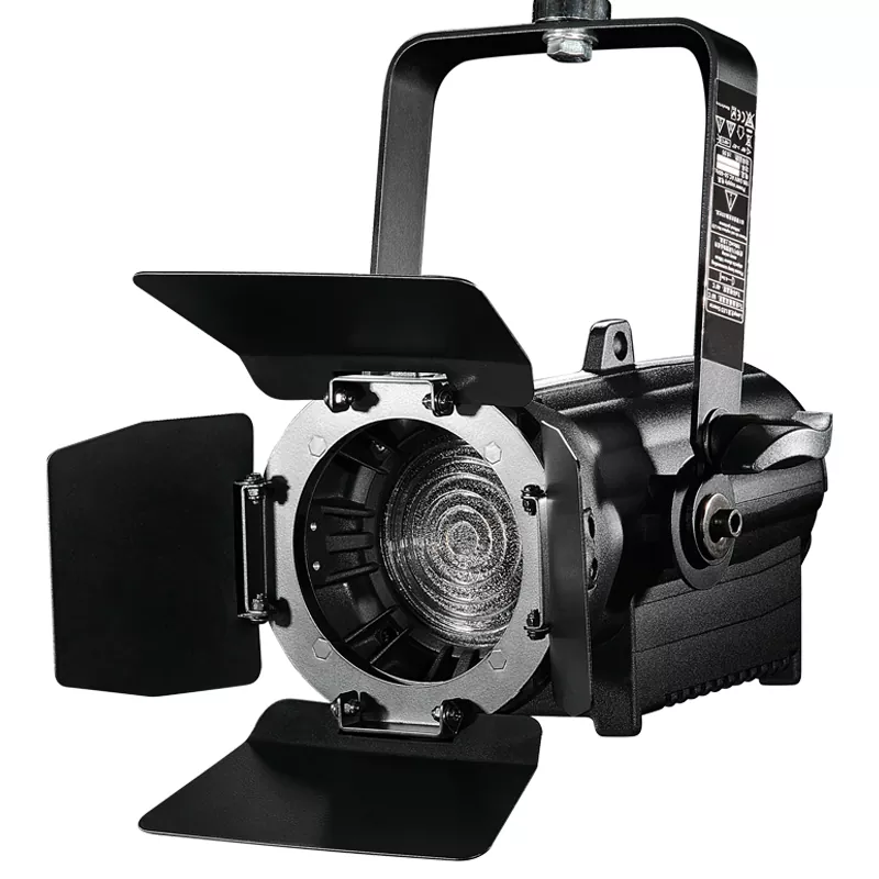 09 60W Mini Fresnel LED Spotlight Single CW WW 2IN1 RGBW Options Ra≥95 35-50 Manual Zoom DMX RDM Master-Slave Sound Auto Control Aluminum Compact Studio Stage Lamp Multi Color Option Indoor Theater Wedding Broadcast Lighting Fixture Versatile Live Event Content Shooting Light