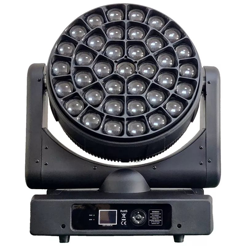 37*40W Bee Eye Moving Head 1560W 50000H RGBW Zoom DMX RDM Sound Master-slave Multi Channels High Transmittance Lens IP20 Stage Light 2500-10000K CCT Flicker-free Rainbow Effect Fixture Macros Small Beam Even Wash Lighting Indoor Professional Performance Equipment