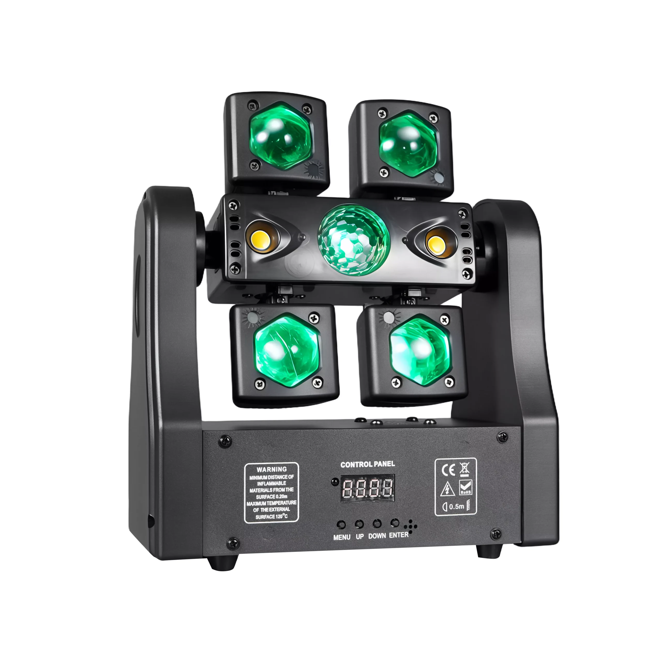 1 (10) Little Dragonfly 4-in-1 Effect Light 100W 21CH DMX 4x15W RGBWAU LED Dual Laser Strobe Stage Fixture Remote Control Lighting Equipment Multi Macro Effects Indoor Entertainment Stage Lamp Easy Installation Performance Light for Club Retail Events Party Mini Stage