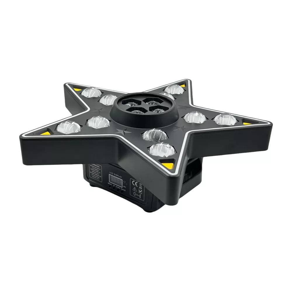 Five-pointed Star Effect Light 180W AC90-240V 14*10W RGBW LED Stripe Strobe 20Hz Flash Ultra Smooth Dimming LCD Stage Lamp Bee-eye Rotation Pixel Control Fixture Easy Truss Mount Indoor Party Lighting Unit for Party Wedding Private Event Showcase Booth Studio Pub Club Mini Stage