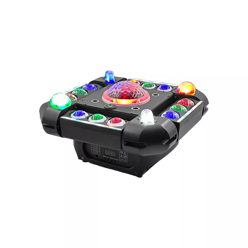 Storm Magic Ball Light 100W 16/64 DMX 20° Angle Red Green Laser Multi LED Stripe Strobe Voice Auto Master-slave Stage Fixture Mixed Lamps Laser Strobe Lights Indoor Party Lighting Device Multi-channel Professional Light Stage Performance Equipment