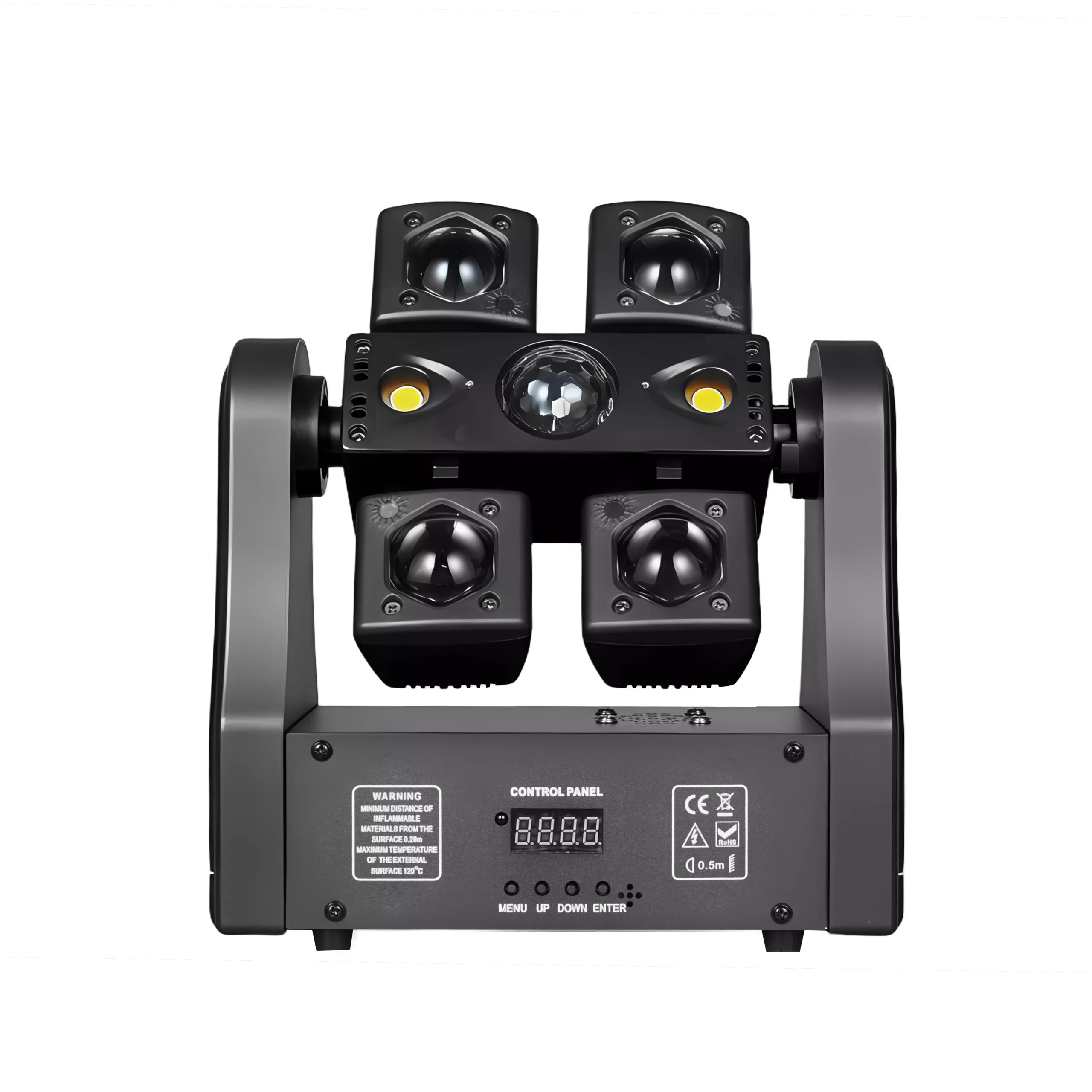 1 (11) Little Dragonfly 4-in-1 Effect Light 100W 21CH DMX 4x15W RGBWAU LED Dual Laser Strobe Stage Fixture Remote Control Lighting Equipment Multi Macro Effects Indoor Entertainment Stage Lamp Easy Installation Performance Light for Club Retail Events Party Mini Stage