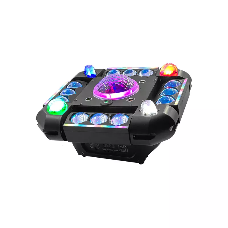 Storm Magic Ball Light 100W 16/64 DMX 20° Angle Red Green Laser Multi LED Stripe Strobe Voice Auto Master-slave Stage Fixture Mixed Lamps Laser Strobe Lights Indoor Party Lighting Device Multi-channel Professional Light Stage Performance Equipment