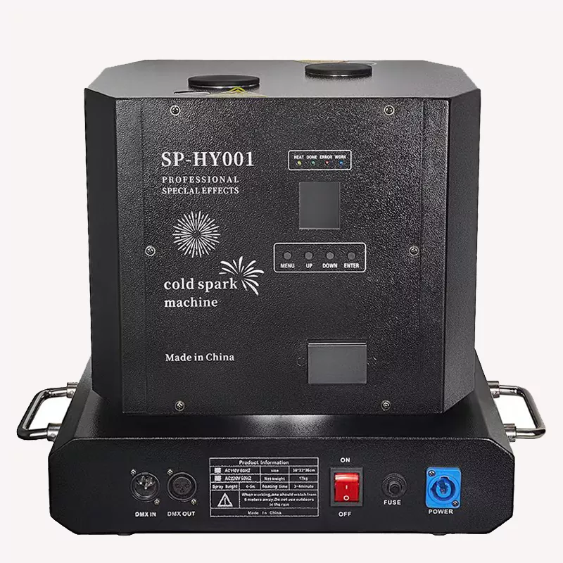 Dual-Head Rotating Cold Spark Machine 360° Infinite Rotation 1-5m Height DMX512 Wireless Remote Electromagnetic Heating Stage Effect Device Sparkular 1-5m Spray Stage Wedding Club Lighting