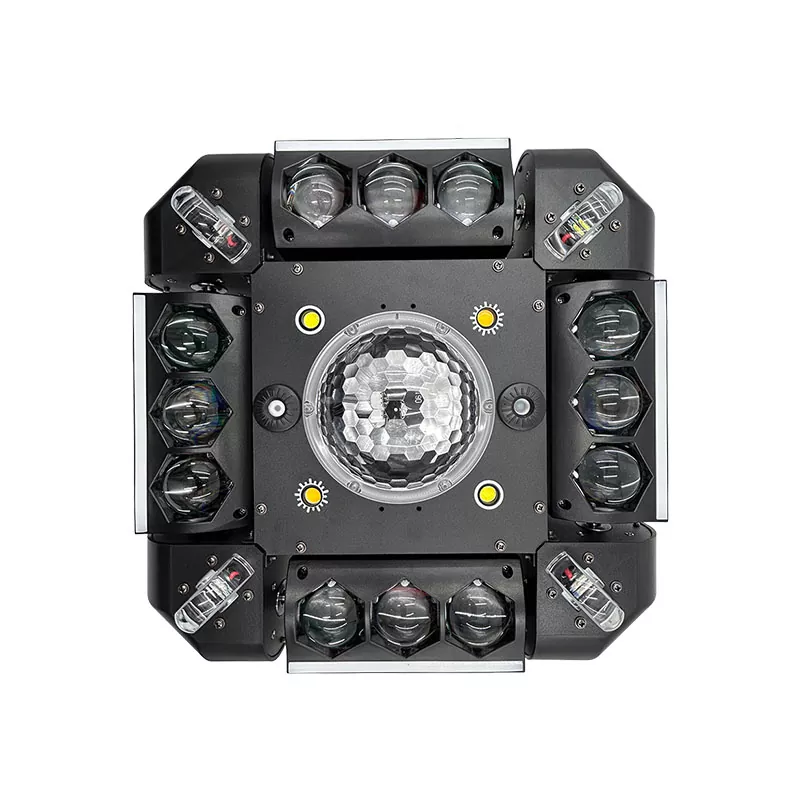 Storm Magic Ball Light 100W 16/64 DMX 20° Angle Red Green Laser Multi LED Stripe Strobe Voice Auto Master-slave Stage Fixture Mixed Lamps Laser Strobe Lights Indoor Party Lighting Device Multi-channel Professional Light Stage Performance Equipment