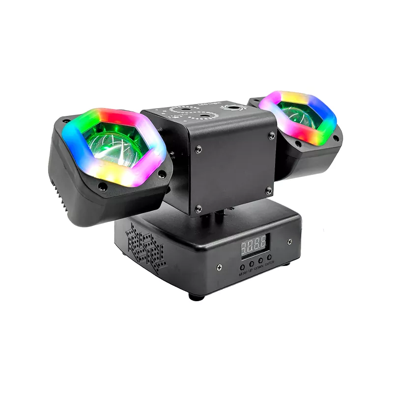 Mini Dual-arm Light Strip 60W AC100-240V CREE LED Laser Golden Strobe 19/26 DMX 540°180° Rot Stage Lighting Fixture Multi Dynamic Light Effects Device Professional Mini Stage Light for Club Disco Banquet Activity Party Show Events