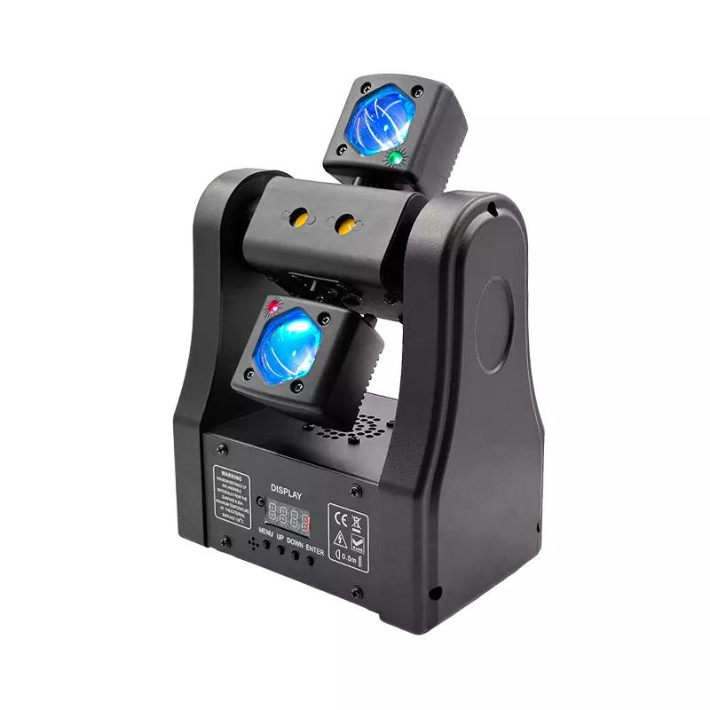 1 (5) Mini Dragonfly Dual-arm Beam Light 48W 15CH DMX IP20 20F/S Strobe 0-100% Smooth Dimming Stage Fixture Auto Sound Master-slave Control Lighting Device Portable Performance Lamp Indoor Entertainment Light for KTV Home Party Pub Club Hotel Lounge