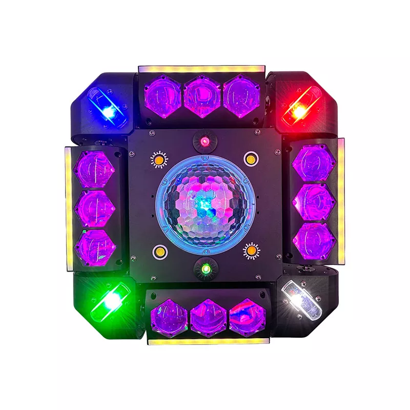 Storm Magic Ball Light 100W 16/64 DMX 20° Angle Red Green Laser Multi LED Stripe Strobe Voice Auto Master-slave Stage Fixture Mixed Lamps Laser Strobe Lights Indoor Party Lighting Device Multi-channel Professional Light Stage Performance Equipment