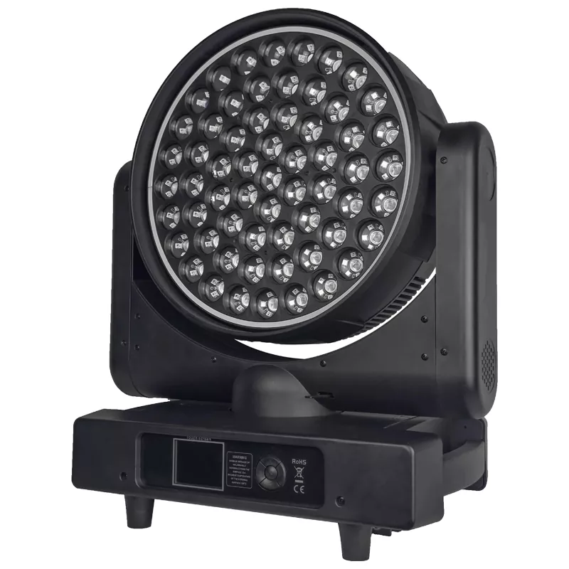 61*30W RGBW Wash Zoom Aura Moving Head 1650W 50000H 540°Pan 220°Tilt 8-48°Zoom DMX RDM Master-slave Multi Channels Pixel Control 2500-10000K CCT IP20 Stage Light LED Moving Head with Back Ring Light Indoor Performance Fixture Stage Lighting Device for Large Events Live Show Equipment