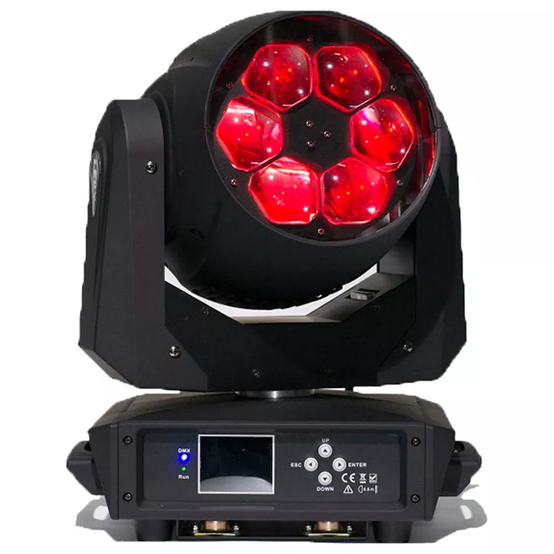 1 6*40W RGBW Bee Eye Zoom Moving Head 10/17 DMX Zoom 2.4inch LCD IP20 Stage Light 50000H Long Lifespan Beam Wash Fixture Performance Lamp Indoor Professional Stage Equipment for Celebration Party Gala Concert Entertainment Events