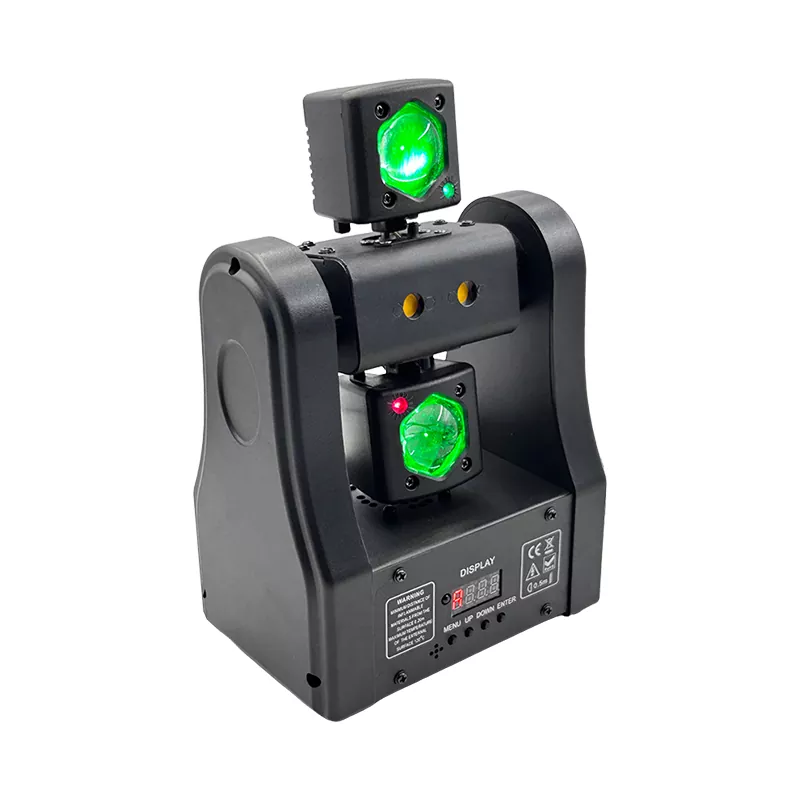 1 (6) Mini Dragonfly Dual-arm Beam Light 48W 15CH DMX IP20 20F/S Strobe 0-100% Smooth Dimming Stage Fixture Auto Sound Master-slave Control Lighting Device Portable Performance Lamp Indoor Entertainment Light for KTV Home Party Pub Club Hotel Lounge