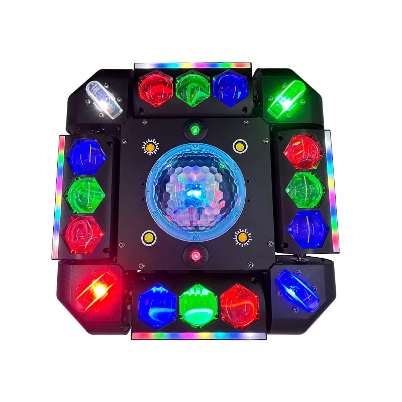 Storm Magic Ball Light 100W 16/64 DMX 20° Angle Red Green Laser Multi LED Stripe Strobe Voice Auto Master-slave Stage Fixture Mixed Lamps Laser Strobe Lights Indoor Party Lighting Device Multi-channel Professional Light Stage Performance Equipment