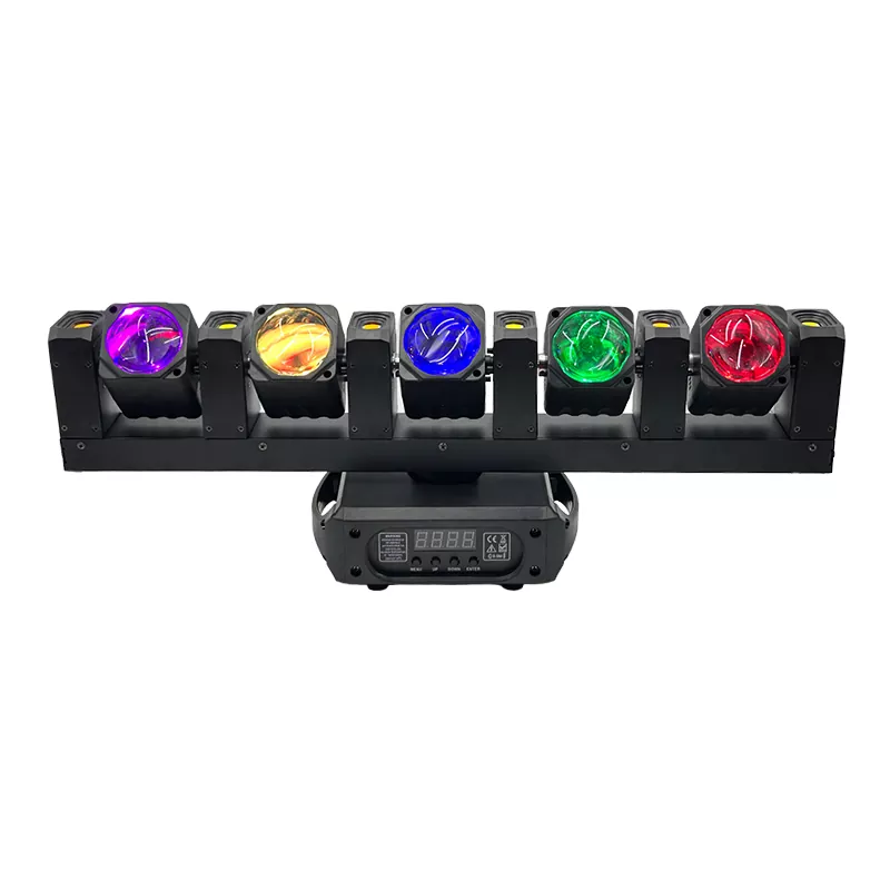 1 (6) Mini Five-finger Moving Head 150W AC90-240V 17/22/33/48 DMX RDM 5x20W RGBW 6x5W Golden LED 0-100% Dimming Stage Light Dynamic Effects Professional Performance Fixture Indoor Stage Equipment Entertainment Lamp for KTV Party Show Concert Club Events