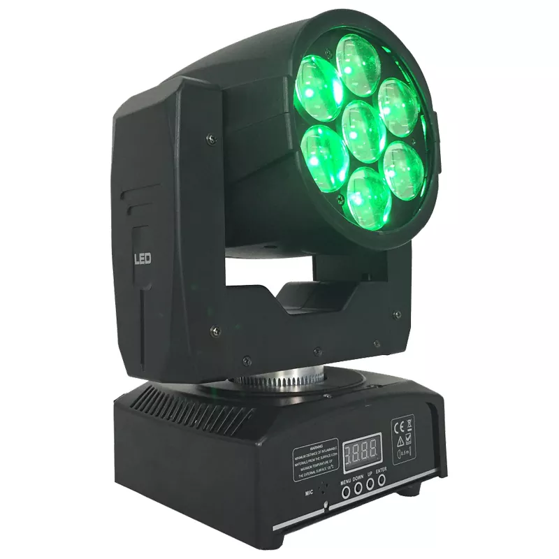 7*12W RGBW Zoom Moving Head Wash Light 95W 16DMX 5-45° Zoom RDM LED Display Stage Fixture 50000H Long Lifespan Smooth RGB Color Mix Performance Lamp Indoor Stage Equipment for Live Show Performance Disco Gala Church Event Music Bar
