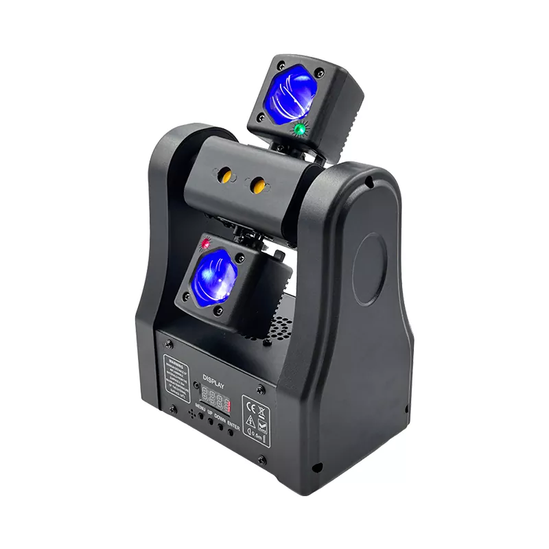 1 (7) Mini Dragonfly Dual-arm Beam Light 48W 15CH DMX IP20 20F/S Strobe 0-100% Smooth Dimming Stage Fixture Auto Sound Master-slave Control Lighting Device Portable Performance Lamp Indoor Entertainment Light for KTV Home Party Pub Club Hotel Lounge
