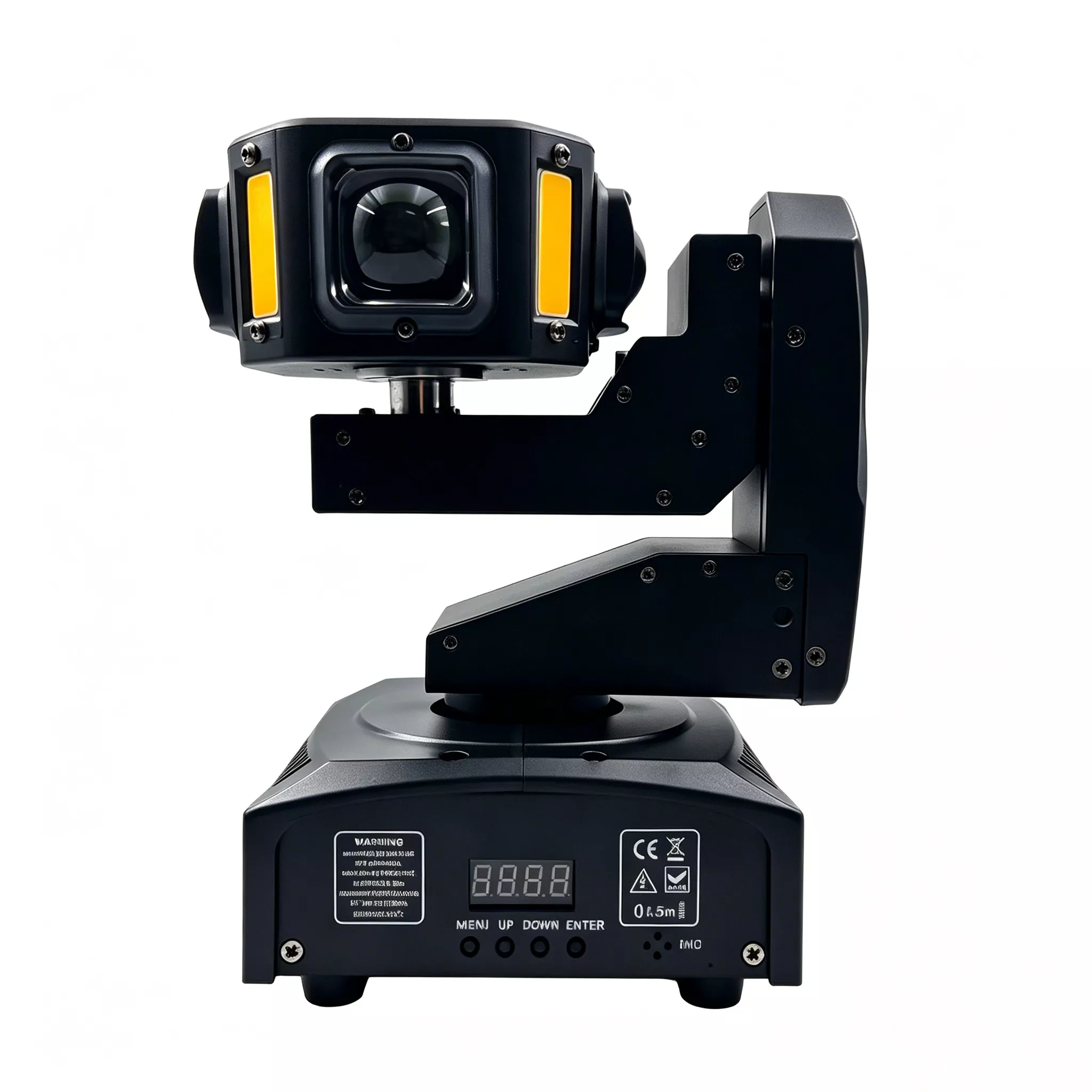 1 (7) Mini Alien Triple Axis Moving Head Light 100W CREE RGBW Green Laser Golden Light 20Hz Strobe Ultra Smooth Dimming Aluminum Cooling Fixture Built-in Macro Effects IR Remote Compact Mini Lamp Indoor KTV Bar Party Performance Unit for Trainning Room Mini Holiday Show Disco Live Show Mini Stage