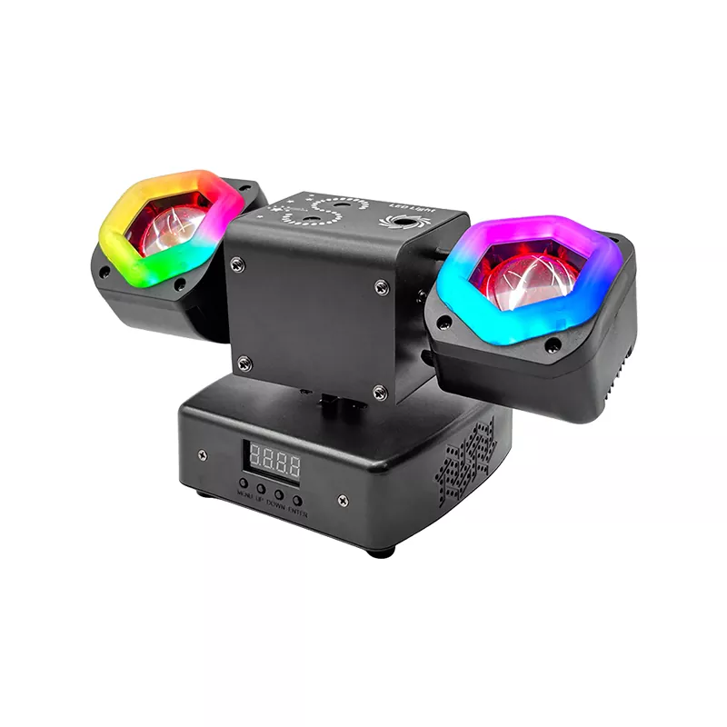 Mini Dual-arm Light Strip 60W AC100-240V CREE LED Laser Golden Strobe 19/26 DMX 540°180° Rot Stage Lighting Fixture Multi Dynamic Light Effects Device Professional Mini Stage Light for Club Disco Banquet Activity Party Show Events