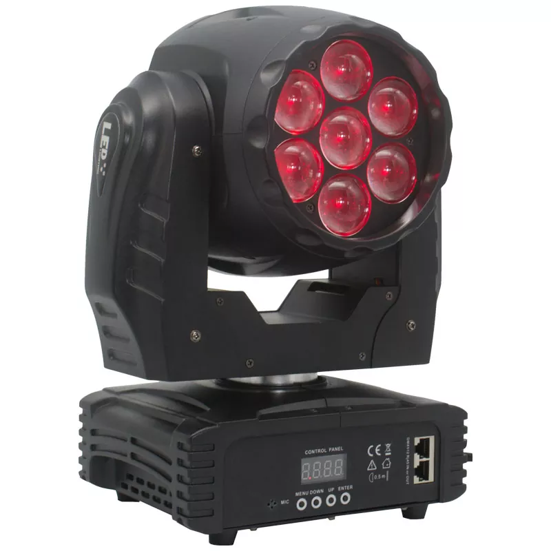 1 7*15W RGBW LED Zoom Wash Moving Head 95W 5/16 DMX LED Display IP20 Stage Light 50000H Long Lifespan Wide Wash Lighting Equipment Indoor Party Rental Lamp for Live Performance Dance Studio Talent Show Fashion Shoot Banquet Wedding Venue Stage
