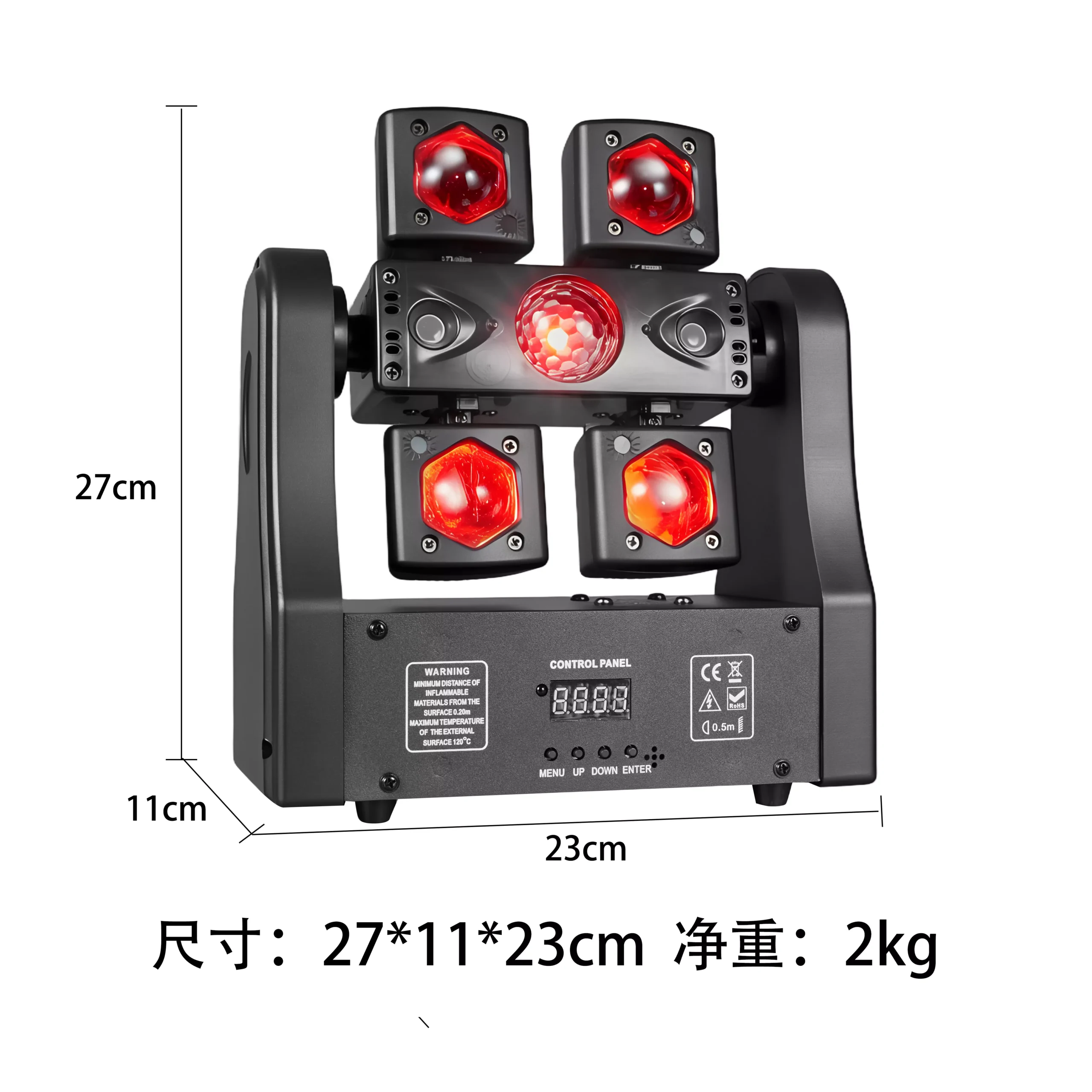 1 (8) Little Dragonfly 4-in-1 Effect Light 100W 21CH DMX 4x15W RGBWAU LED Dual Laser Strobe Stage Fixture Remote Control Lighting Equipment Multi Macro Effects Indoor Entertainment Stage Lamp Easy Installation Performance Light for Club Retail Events Party Mini Stage
