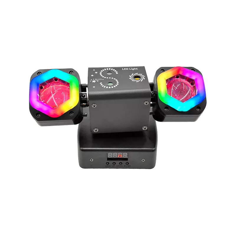 Mini Dual-arm Light Strip 60W AC100-240V CREE LED Laser Golden Strobe 19/26 DMX 540°180° Rot Stage Lighting Fixture Multi Dynamic Light Effects Device Professional Mini Stage Light for Club Disco Banquet Activity Party Show Events