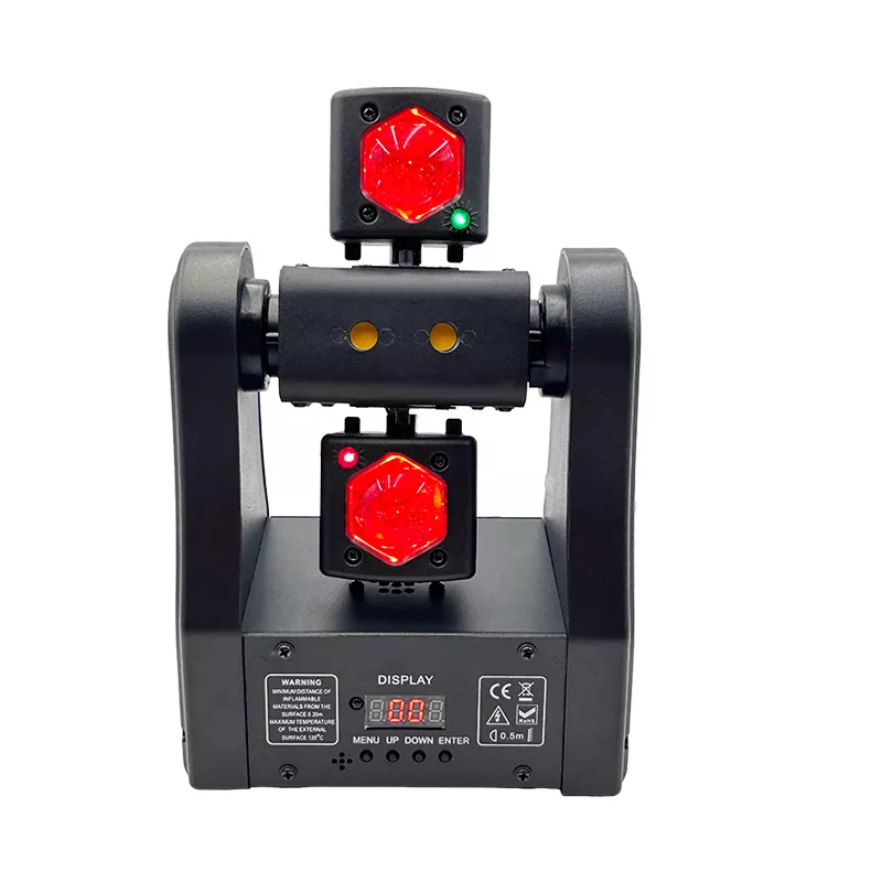 1 (8) Mini Dragonfly Dual-arm Beam Light 48W 15CH DMX IP20 20F/S Strobe 0-100% Smooth Dimming Stage Fixture Auto Sound Master-slave Control Lighting Device Portable Performance Lamp Indoor Entertainment Light for KTV Home Party Pub Club Hotel Lounge