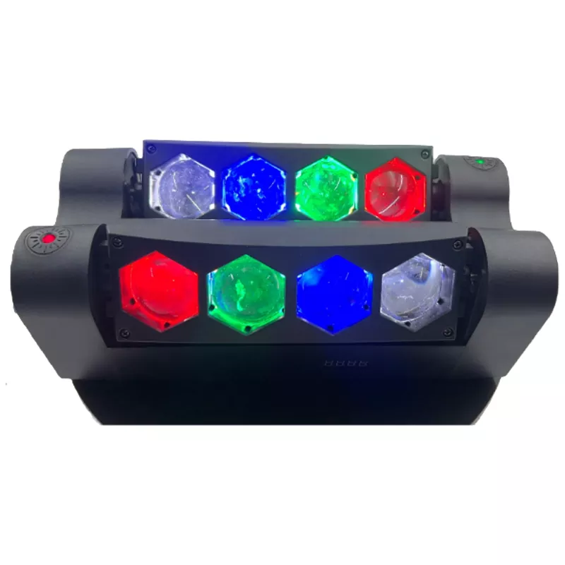8 Eyes Spider Moving Head Light With RG Laser 40W 8*3W RGBW LED Super Stage Fixture Sync Equipment Wide Voltage Party Lamp Fast Strobe Auto Run Program Manual Button Control Mini Effect Light for KTV Disco Room Cafe Live Gig Rental Booth Performance Show Mini Stage