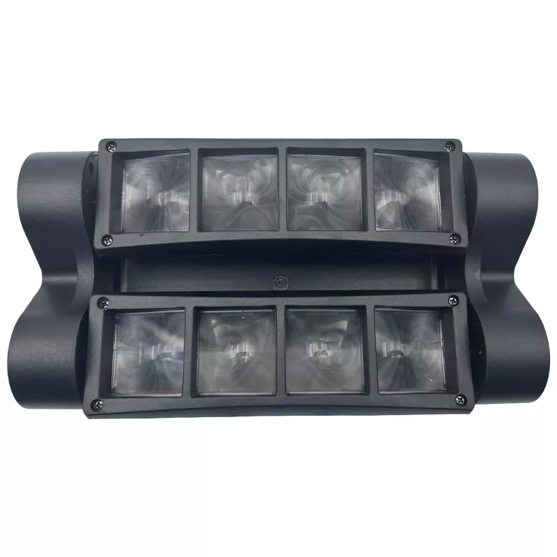 8 Eyes RGBW Spider Moving Head Light 40W Ultra Smooth Dimming Dual 60-150° Scan Stage Effect Lamp Synchronous Fixture Mini Ultra Light Easy Truss Mount Indoor Party KTV Lighting Unit for Disco Room Art Performance Fashion Show Cocktail Event Rental Booth Mini Stage