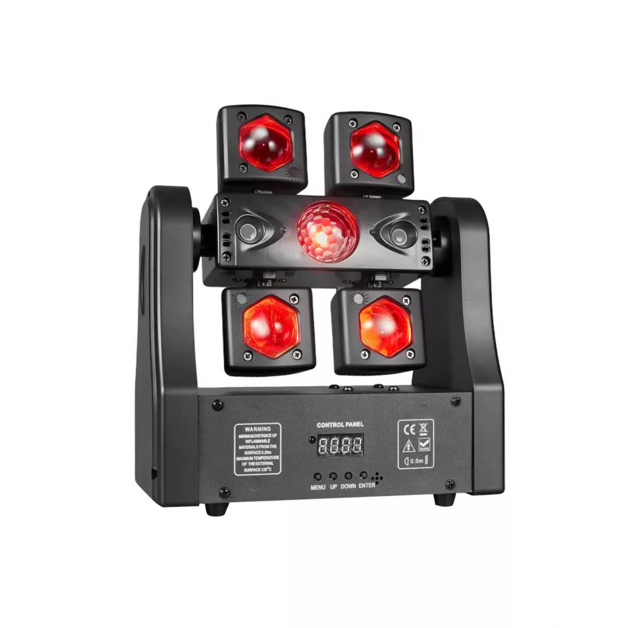 1 (9) Little Dragonfly 4-in-1 Effect Light 100W 21CH DMX 4x15W RGBWAU LED Dual Laser Strobe Stage Fixture Remote Control Lighting Equipment Multi Macro Effects Indoor Entertainment Stage Lamp Easy Installation Performance Light for Club Retail Events Party Mini Stage