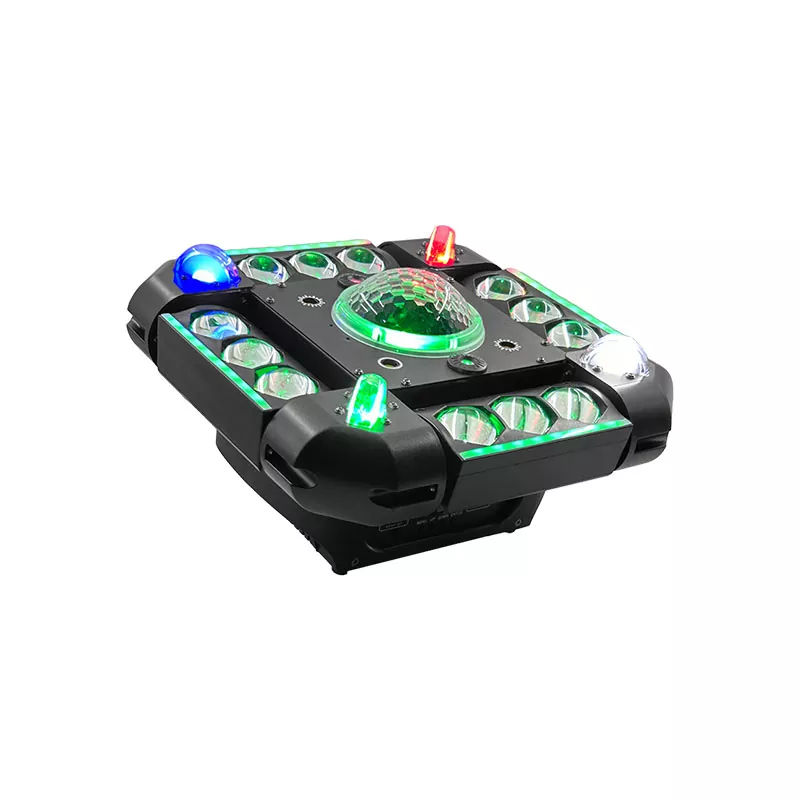 Storm Magic Ball Light 100W 16/64 DMX 20° Angle Red Green Laser Multi LED Stripe Strobe Voice Auto Master-slave Stage Fixture Mixed Lamps Laser Strobe Lights Indoor Party Lighting Device Multi-channel Professional Light Stage Performance Equipment