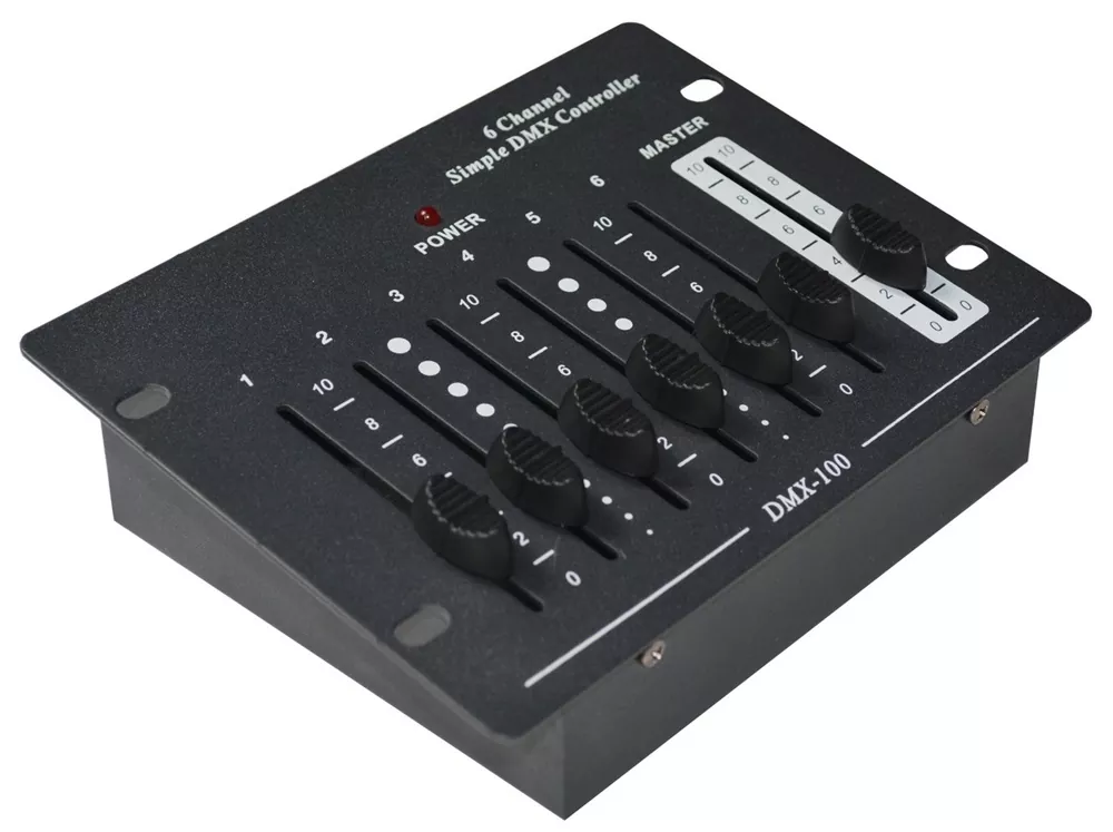 6/16CH DMX Controller Compact Portable DC9V PP3 Battery Dual Power Master Slider Channel Extension 3Pin Female DMX Connector Power Memory Lightweight Easy Operation Portable Lighting Console Mini Stage Controller Lighting Console for Mobile Lighting Applications