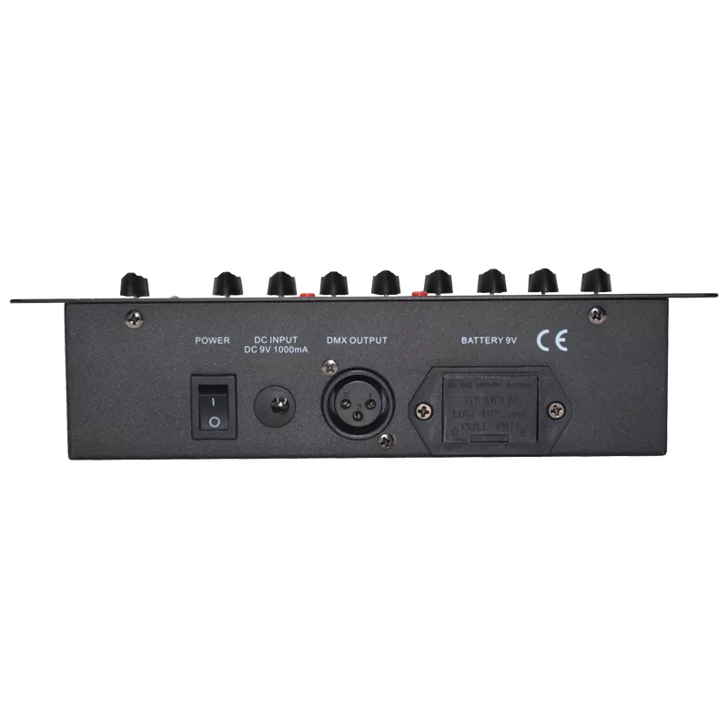 1351-01 Front‑panel layout of 32‑channel lighting console with page select and master fader