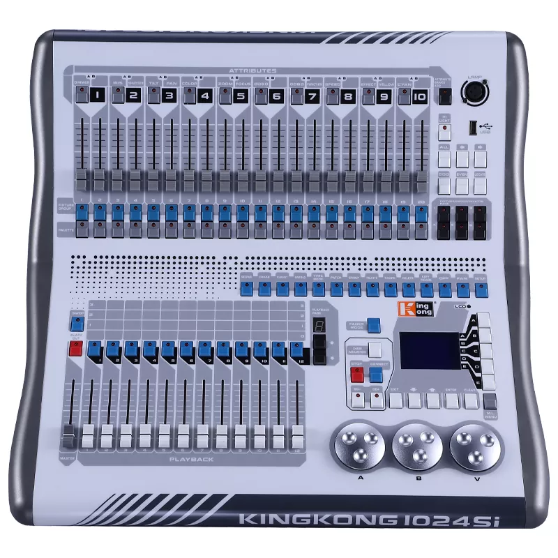 King Kong 1024SI DMX Console 1024 Channels Dual Optically Isolated Output ART-Net Simulator RDM Address Setting R20 Pearl Library Stage Lighting Controller Dual-Language 12 Faders Artnet RDM Universal Voltage Unit Advanced Light Desk