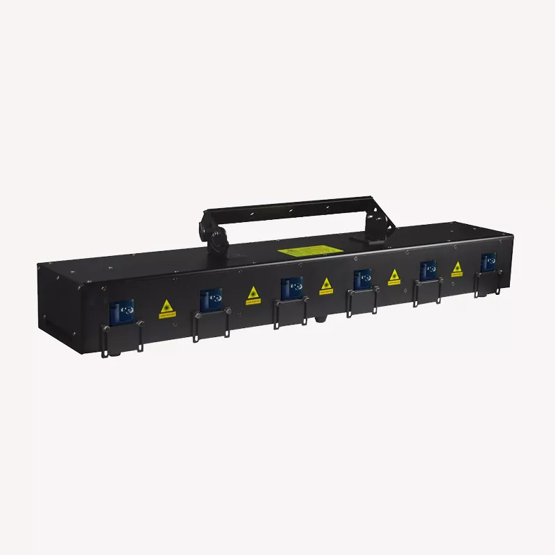 6-Heads RGB Animation Laser Light 6-Beam Array 20KPPS Scanner DMX512 12CH/60CH Control Analog Modulation IP61 Dustproof Class 4 Laser Stage Lighting Projector DMX/Sound/Auto/ILDA Modes PC Control Club Bar Party Show Lighting Equipment