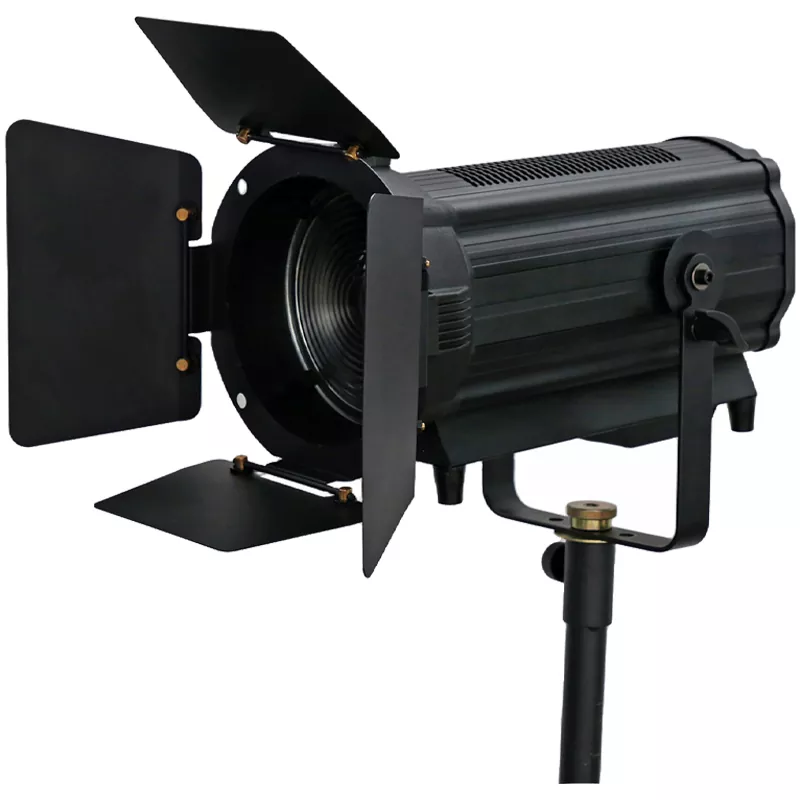 2 400W Single CW WW COB Fresnel Ra≥95 8-90 Manual Auto Zoom 1/3 2/5CH DMX Master Slave Sound Auto Black Aluminum Noiseless Pc Cool IP20 Stage Spotlight Indoor Studio Broadcast Lighting Unit Professional Theatre Wedding Fill Lamp Equipment for Indoor Performance Shooting Projects