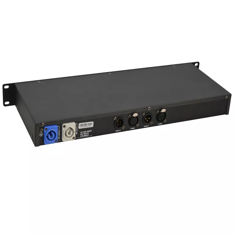 1U 8CH RDM DMX Distributor Bidirectional Data 3Pin 5Pin XLR Input Eight Output HV Protection Isolated Signal Wide AC88-256V Power LED Indicator Rack Mount Amplifier Stage Signal Booster Professional Lighting Controller Accessory for Theatre Stage Live Event System