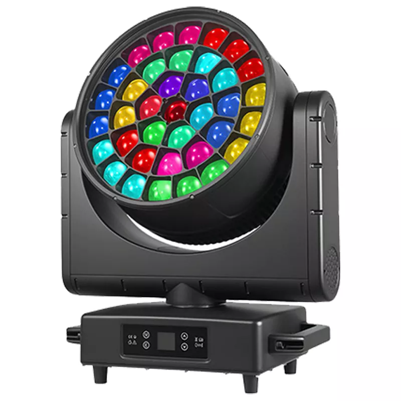 2 37*40W RGBW Bee Eye Moving Head Wash 1560W 50000H IP65 4-55° Zoom 540°Pan 270°Tilt DMX RDM Sound Master-slave Multi Channels High Transmittance Optical Lens Stage Light Waterproof LED Wash Beam Light Single Point Color Control for Indoor Outdoor Performance Lamp