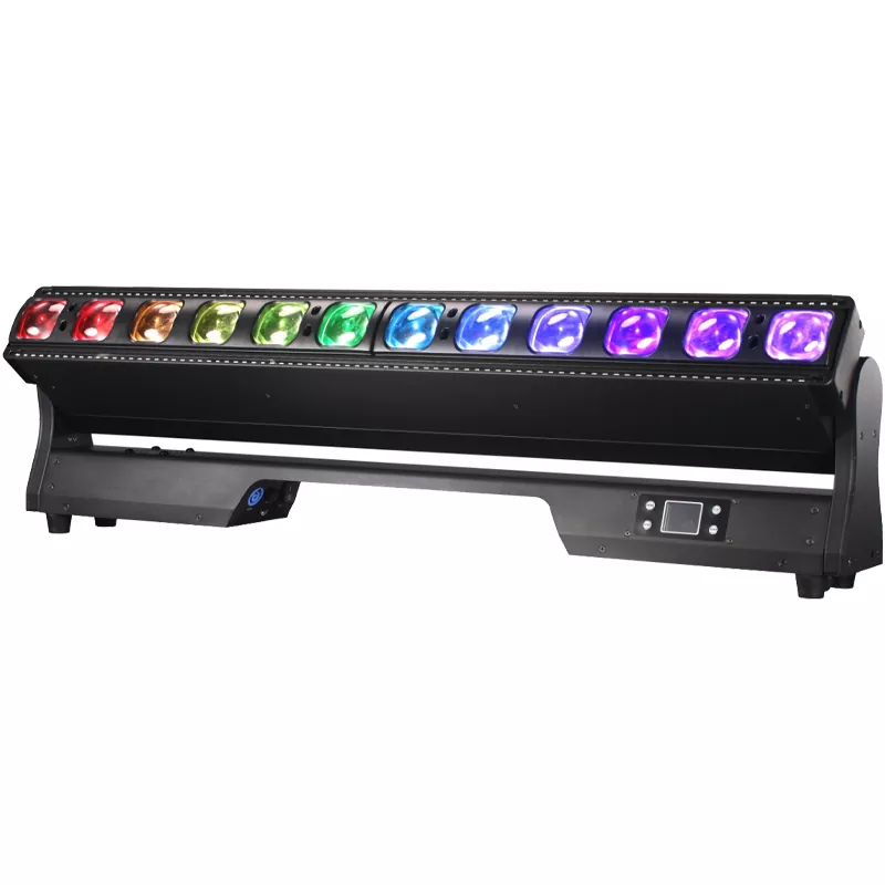 2 12*40W RGBW Bar Light 500W 4°-33° Zoom 28/67 DMX RDM 0-100% Dimming IP20 LCD Display 3pin XLR Master-slave Auto Sound Stage Pixel Lighting Fixture Multi LED Pixel Bar Professional Performance Strip Light Indoor Entertainment Lighting Equipment Stage Decoration Light Zoom Pixel Bar