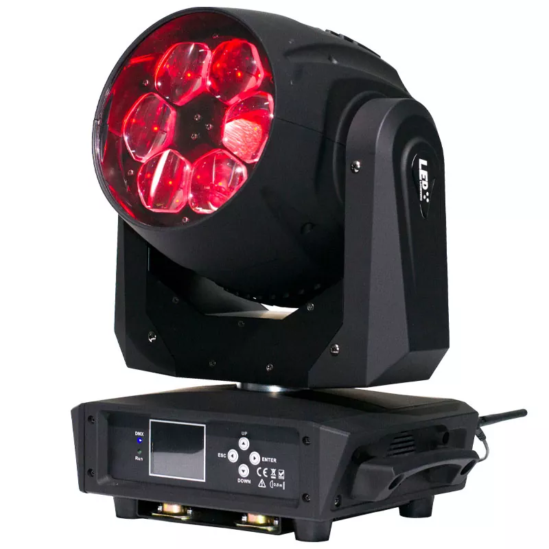 2 6*40W RGBW Bee Eye Zoom Moving Head 10/17 DMX Zoom 2.4inch LCD IP20 Stage Light 50000H Long Lifespan Beam Wash Fixture Performance Lamp Indoor Professional Stage Equipment for Celebration Party Gala Concert Entertainment Events