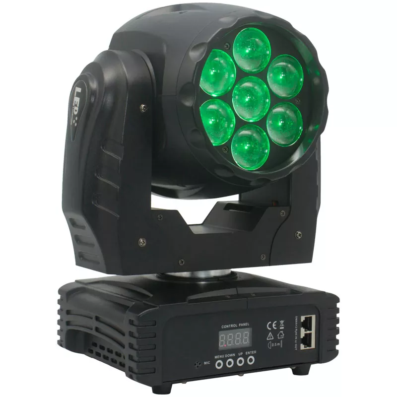 2 7*15W RGBW LED Zoom Wash Moving Head 95W 5/16 DMX LED Display IP20 Stage Light 50000H Long Lifespan Wide Wash Lighting Equipment Indoor Party Rental Lamp for Live Performance Dance Studio Talent Show Fashion Shoot Banquet Wedding Venue Stage